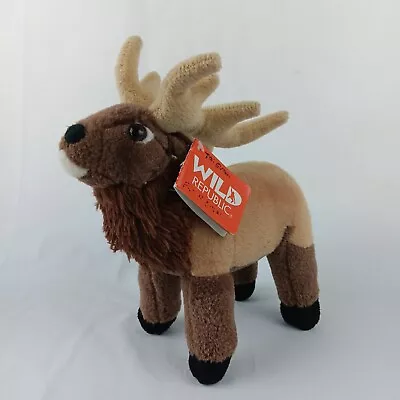 Wild Republic Elk Moose Reindeer Stuffed Animal 8 Inch Brown Tan Plush Toy • $9.95
