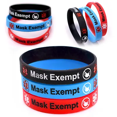 £2.49 • Buy Exempt Silicone Medical Alert Bracelet Asthma Autism Covering Face