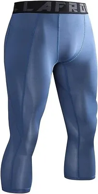 LAFROI Mens Compression Fit 3/4 Tights Leggings Lightweight UV Fabric 2XL) 1809G • £10.99