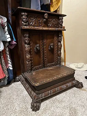 Hand Carved Ornate Walnut  Prie-Dieu  Prayer Chair/Bench Upholstered • $2000