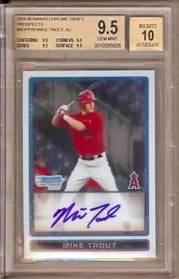 2009 Bowman Chrome Draft Prospects #bdpp89 Mike Trout Rc Auto Bgs 9.5 / 10! Subs • $7900