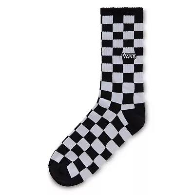 VANS - Mens Checkerboard Crew Rox Socks - Black/White - Casual Socks (2 Sizes) • £14