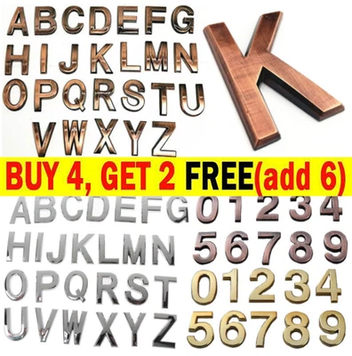 £3.35 • Buy 1x A-Z 3D Letters Numbers Self-Adhesive Stickers Door House Mailbox Plaques Sign