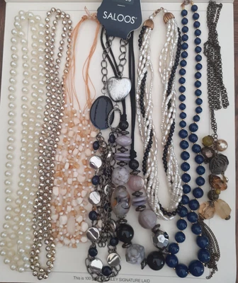 £2.99 • Buy Nine Mixed Styles And Lengths Of Costume Jewellery Necklaces