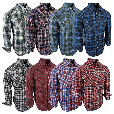 Plaid Shirt Mens Country Western Flap Pockets Triple Snap Cuffs Up To Size 5X!! • $19.95