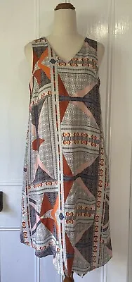 Katies Size 8 New W Tags Silk Shift Dress Rust Blush Mosaic Moroccan Style Turki • $18.27