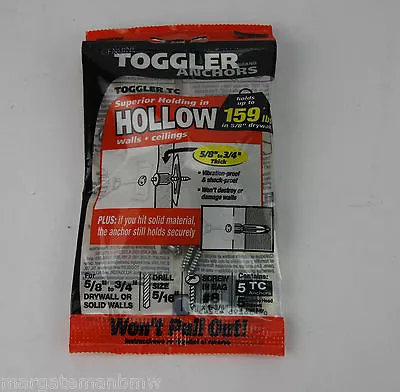 5x Genuine Toggler Anchors Hollow Walls Ceilings 159lbs Toggler 5TC • £2.79