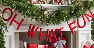 Pottery Barn Kids Oh What Fun Garland Red Felt Christmas Mantle Decor NEW • $46.99