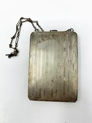 Antique 1920's Elgin EAM Silver Plate Compact Coin Purse Dance Card Holder • $69