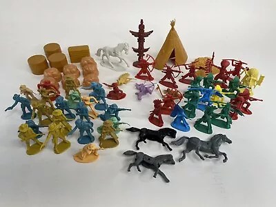 Lot Of Vintage Plastic Cowboy & Indian Western Toys Figures Teepee Horse • $21.99