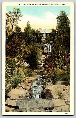 Muskogee Oklahoma - Water Falls At Honor Heights - Vintage Postcard - Unposted • $4.49