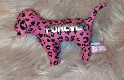 Victoria's Secret Pink Forever Leopard Cheetah Print Stuffed Dog Plush Hearts • $9