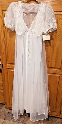 $54.75 • Buy Val Mode Snow White Chiffon Lace Peignoir Nightgown Set Bridal Sp Nwt