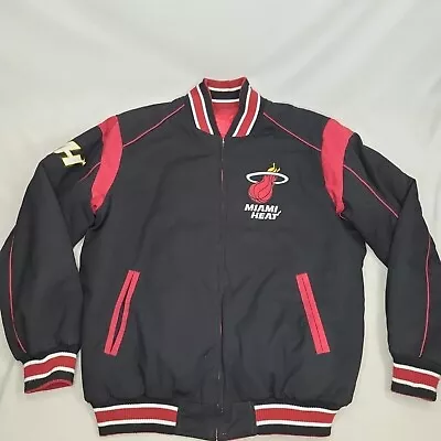 HTF Miami Heat Satin Canvas Reversible G-III Carl Banks Jacket Mens Size L • $159.99