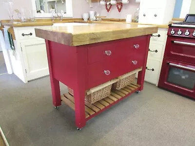 £1150 • Buy Murdoch Troon Freestanding Painted Pine Butchers Block Island On Wheels Oak Top