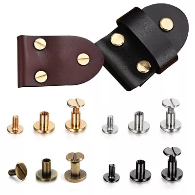 £2.47 • Buy Luggage Flat Belt Screw Leather Craft Chicago Nail Brass Rivet Stud Heads 10SET