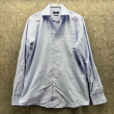 Hugo Boss Shirt Men 15.5 34/35 Adult Blue Casual Button Down Outdoors Sharp Fit • $25.88