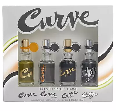 CURVE BLACK CRUSH SPORT Men Combo 4 Pcs Mini GIFT SET 0.5oz-15 Ml Cologne Spr EA • $29.95