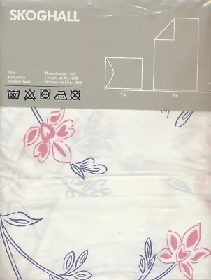 IKEA Skoghall Abstract Floral Pattern  Twin Sheet 3Pc NEW Flat Fitted Pillowcase • $17.99