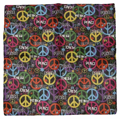 $5.88 • Buy 22 X22  PEACE Letter Rainbow Multi-Color Peace Signs 100% Cotton Bandana
