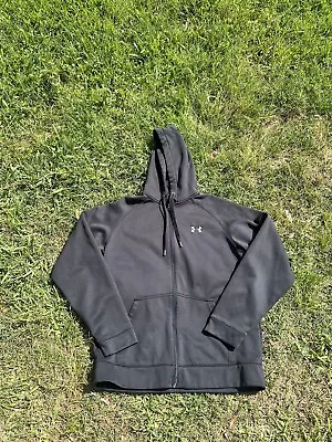 Under Armour Drawstring Hood Rival Fleece Zip Hoodie Mens Black L Large • $13.99