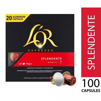 L'OR 100 Nespresso* Compatible Capsules Splendente (5 Packs 100 Coffee Pods) • £19.95