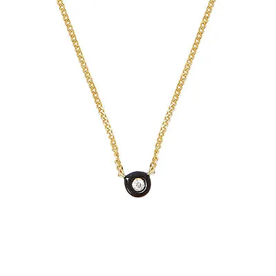 Chan Luu Bezel Set Diamond Pendant Necklace In Black Enamel And Gold Vermeil • £168.74