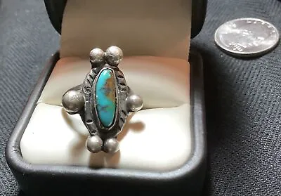 Sterling Silver Native American Vintage Bisbee Turquoise Ring Size 8 • $62