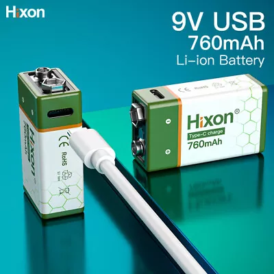 760mAh 9V Rechargeable Lithium USB Batteries For Alarms Smoke Detector LOT • $33.83