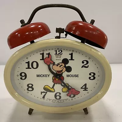 VINTAGE 1970's West Germany Mickey Mouse Oval Alarm Clock  Tested Works • $24.99