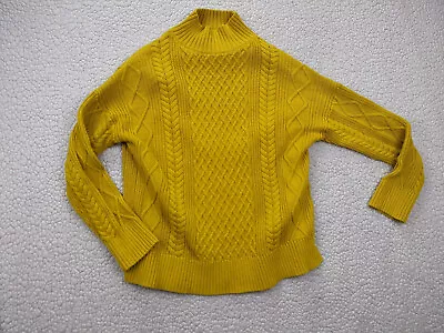 J Crew Womens S Yellow Chunky Knit Sweater Pullover 3D Crew Neck Long Sleeve • $14.94