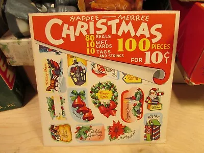 $10 • Buy Vintage Christmas Gift Tags And Seals New Old Stock 1944 Happee Merree