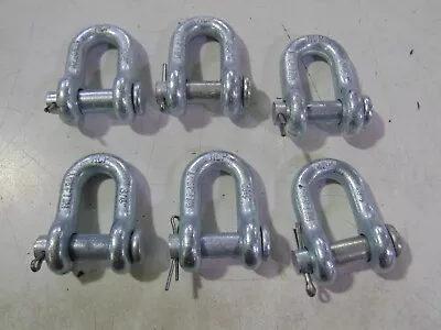 6 RCP Chain Safety Clevis Shackles With Round Pin 3/4  WLL 4-3/4 Ton Shackle 7/8 • $35