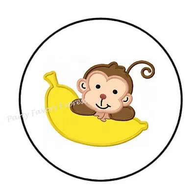 Monkey With Banana Envelope Seals Labels Stickers Party Favors • $1.99