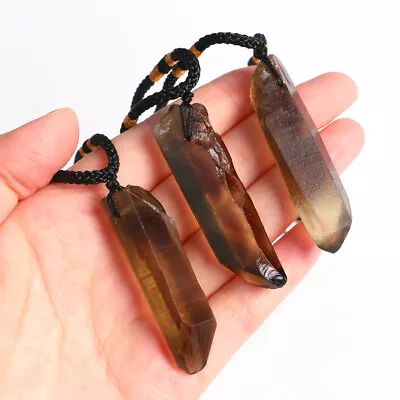 Natural Smoky Citrine Crystal Point Pendant Reiki Quartz Stone Necklace Healing • £3.59