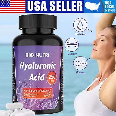 Hyaluronic Acid Supplements 250mg 240 Capsules For Skin Hair Nail And Eye Health • $13.99