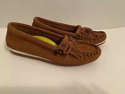 Minnetonka Kilty Plus 4302 Womens Size 8 Cinnamon Brown Suede Driving Mocs Shoes • $35.88