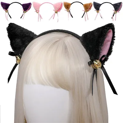 Fancy Dress Costume Black Wired Lace Cat Ears Headband Festival Hen Night Bow - • $1.85