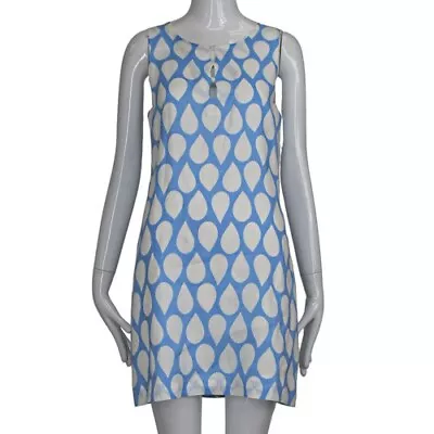 ISLAND COMPANY BLUE/WHITE TEARDROP PRINT LINEN DRESS - Size MEDIUM • $15