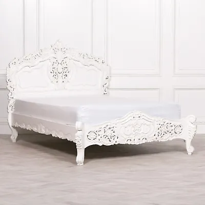 £999.99 • Buy French Rococo Style White 5ft King Size Bed Mahogany Carved Home Furniture