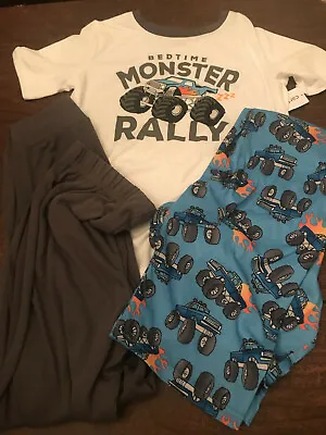 NWT Carters 3 Pcs Monster Rally Truck Pajamas 14 Top Pants Oversizetires BEDTIME • $27.20