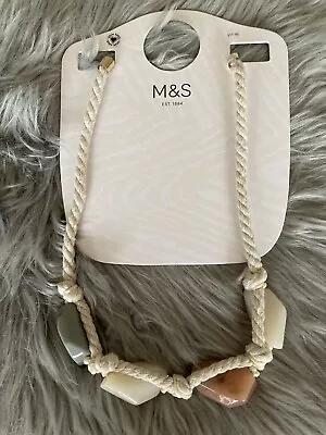 £0.99 • Buy M&S Chunky 20in Cream Mix Stone Rope Necklace NWT