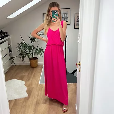 QED London Pink Elastic Waist Soft Maxi Midi Summer Dress In Size Large • £2.99