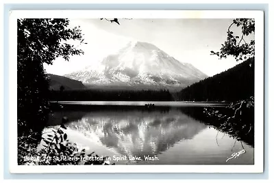 C1940's Mt. St. Helens Reflected In Spirit Lake WA Ellis RPPC Photo Postcard • $19.97