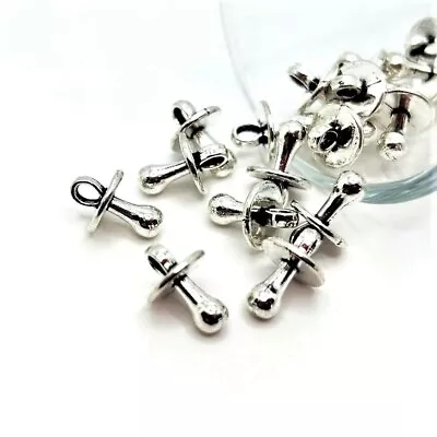 4 20 Or 50 BULK Pcs Silver Baby Pacifier Baby Shower Charms - US Seller - AS730 • $8.95