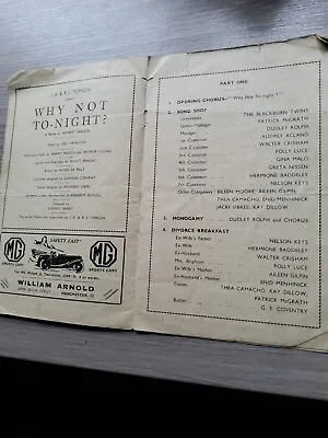 Theatre Programme 1934manchester Palacewhy Not To Night • £8