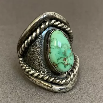 Vintage Southwest Style Native American Sterling Turquoise Men’s Ring Size 10 • $125