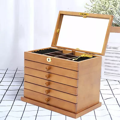 6-Layer Large Organizer Box With Mirror & 5 Drawers Jewelry Storage Box/Cabinet • $65.55