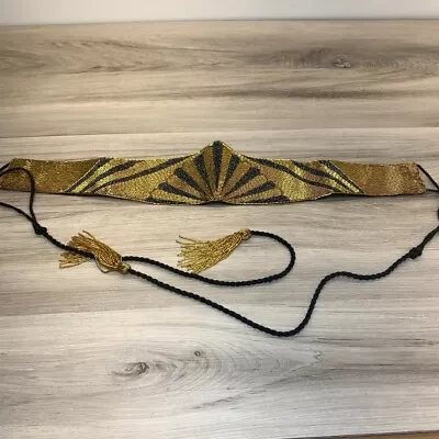 Judith Ann Creations Vintage Beaded Womens Waist Belt Gold And Black Beads • $29.92