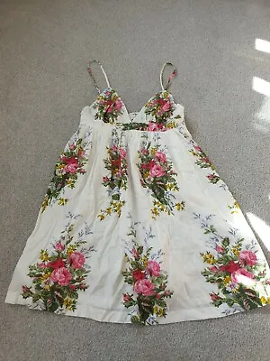 £20 • Buy Topshop White Cream Pink Green Floral Cami Babydoll Mini Dress Size 8 BNWT